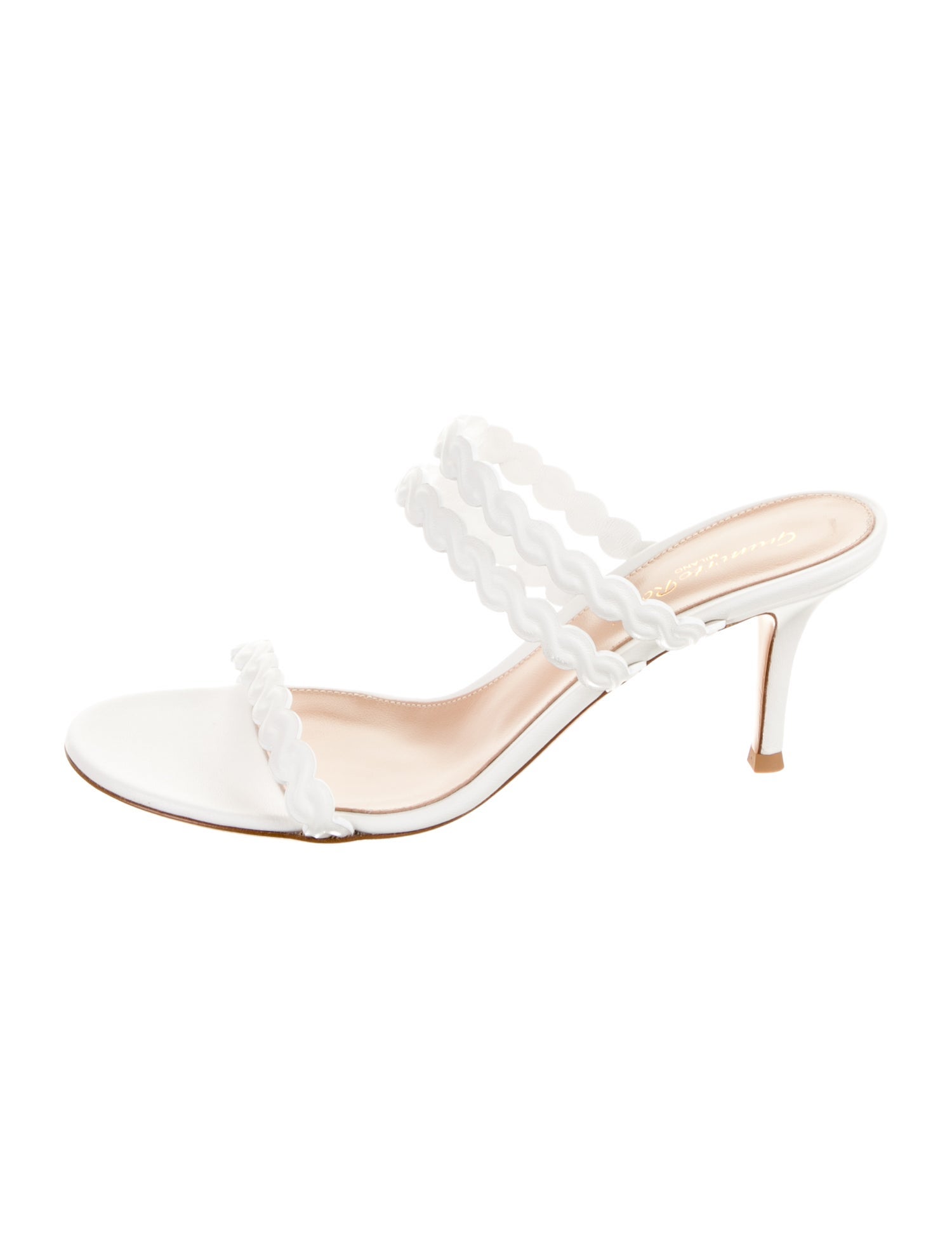 Gianvito Rossi Leather Scalloped Accent Slides