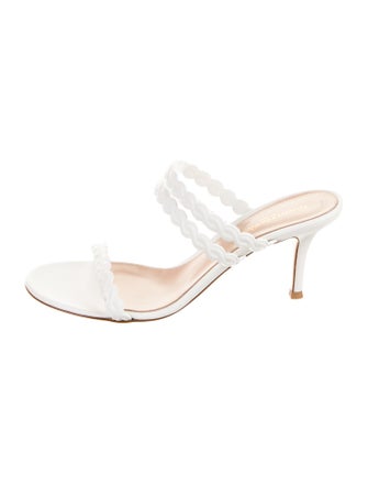 Gianvito Rossi Leather Scalloped Accent Slides