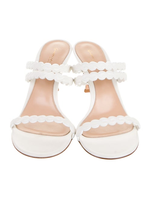 Gianvito Rossi Leather Scalloped Accent Slides