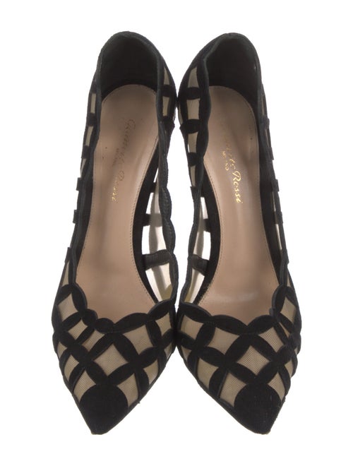 Gianvito Rossi Suede Mesh Accents Pumps