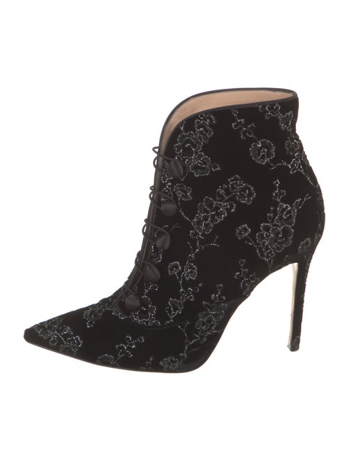 Gianvito Rossi Velvet Floral Print Lace-Up Boots