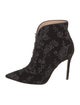 Gianvito Rossi Velvet Floral Print Lace-Up Boots