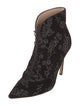 Gianvito Rossi Velvet Floral Print Lace-Up Boots