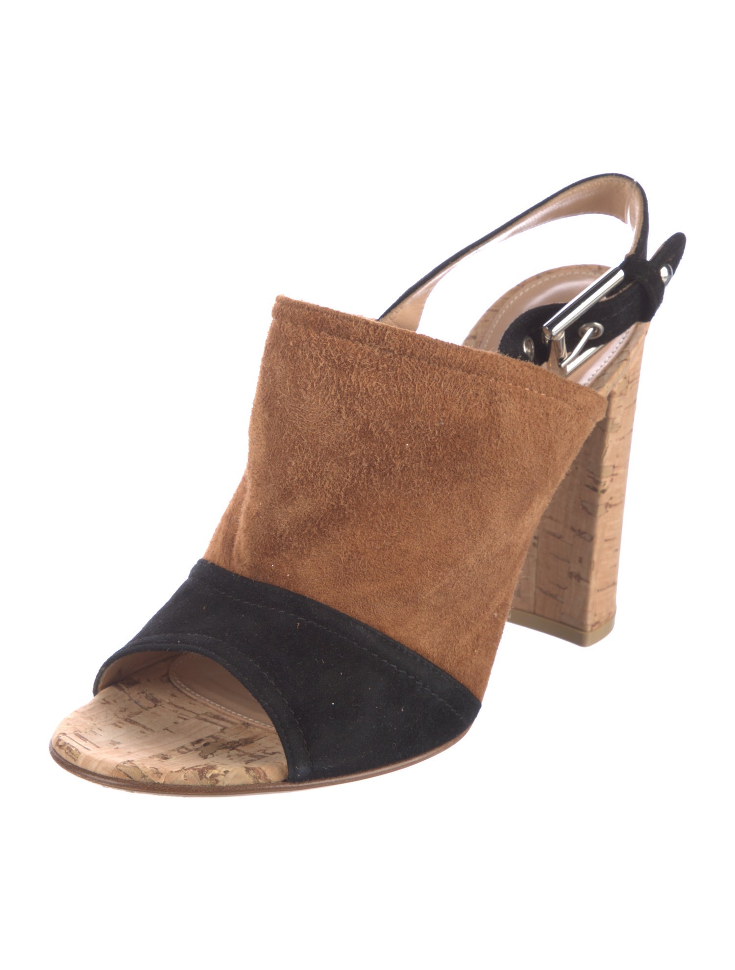 Gianvito Rossi Suede Colorblock Pattern Slingback Pumps