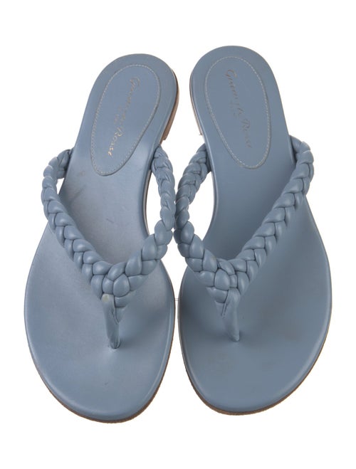 Gianvito Rossi Leather Braided Accents Flip Flops
