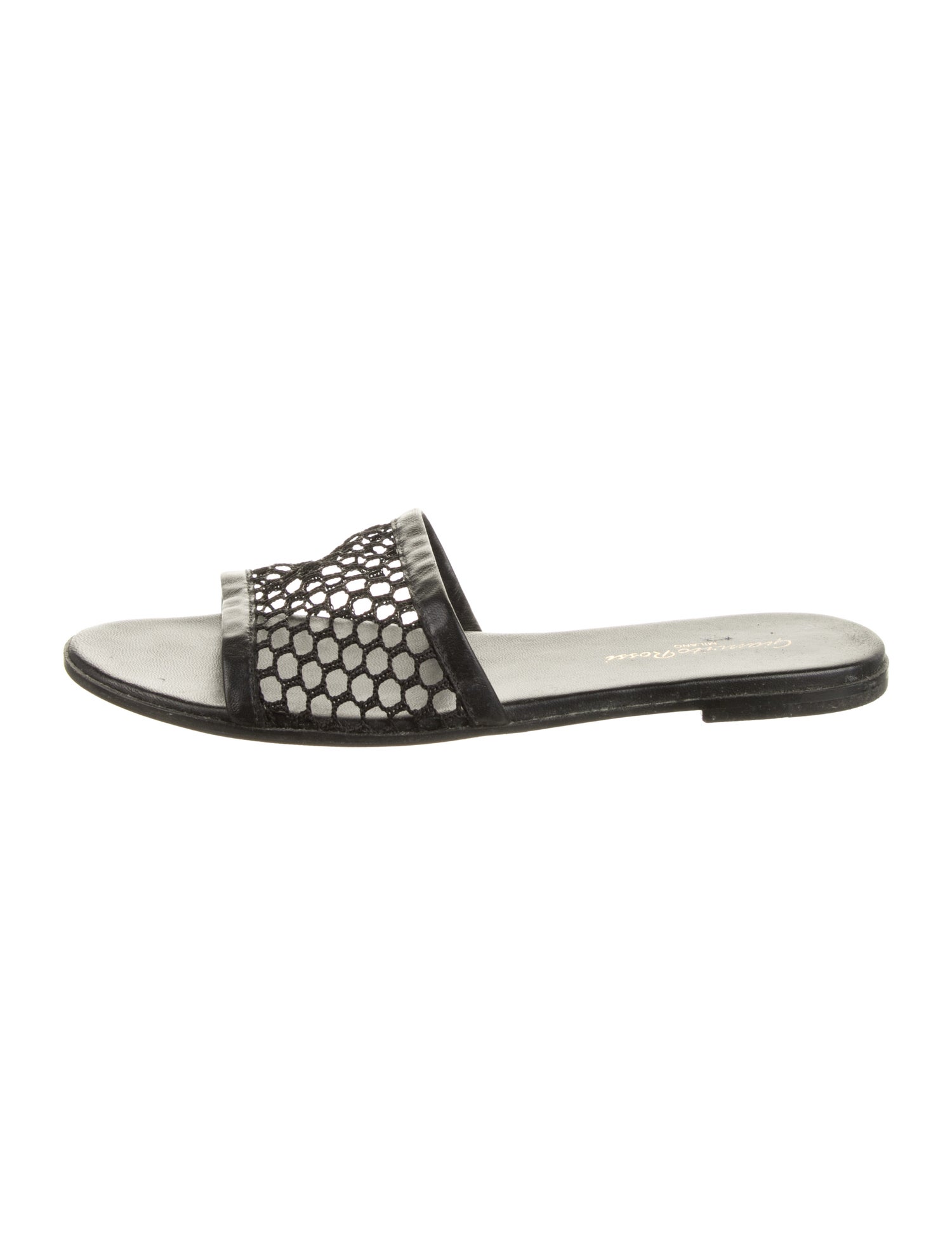 Gianvito Rossi Leather Mesh Accents Slides