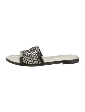 Gianvito Rossi Leather Mesh Accents Slides