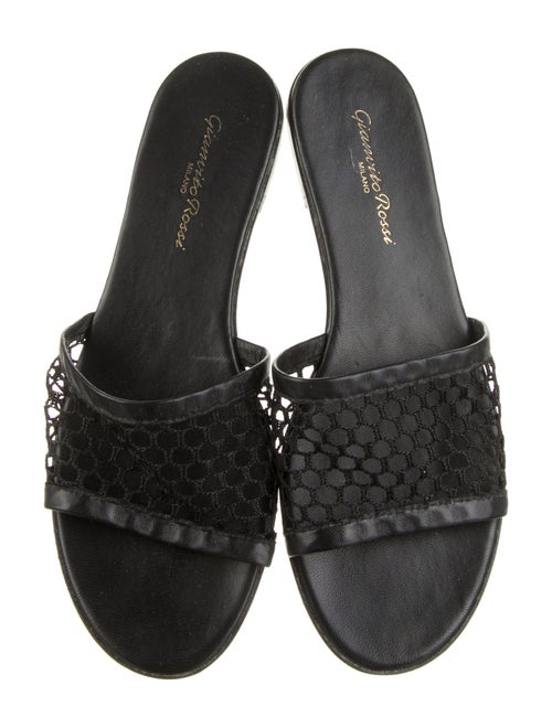Gianvito Rossi Leather Mesh Accents Slides