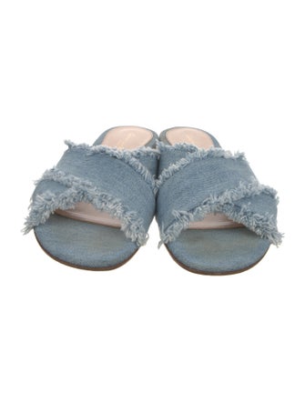 Gianvito Rossi Denim Colorblock Pattern Slides