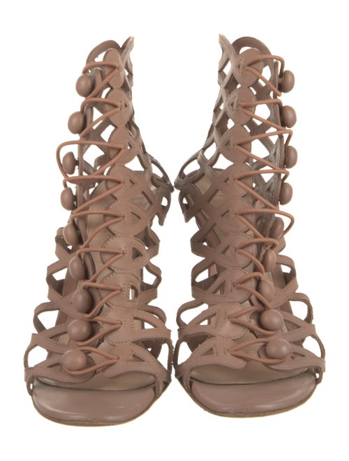 Gianvito Rossi Leather Cutout Accent Gladiator Sandals