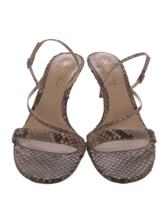 Gianvito Rossi Snakeskin Animal Print Slingback Sandals