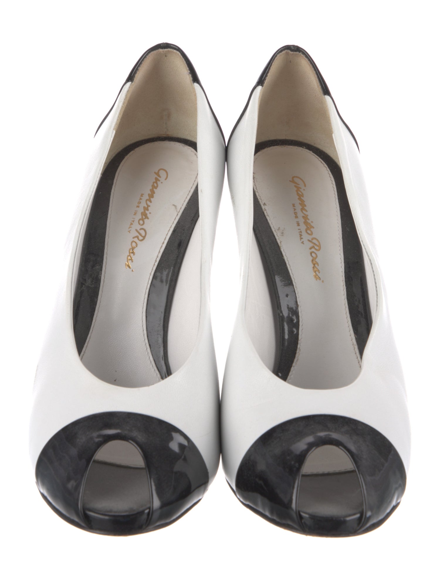 Gianvito Rossi Leather Colorblock Pattern Pumps