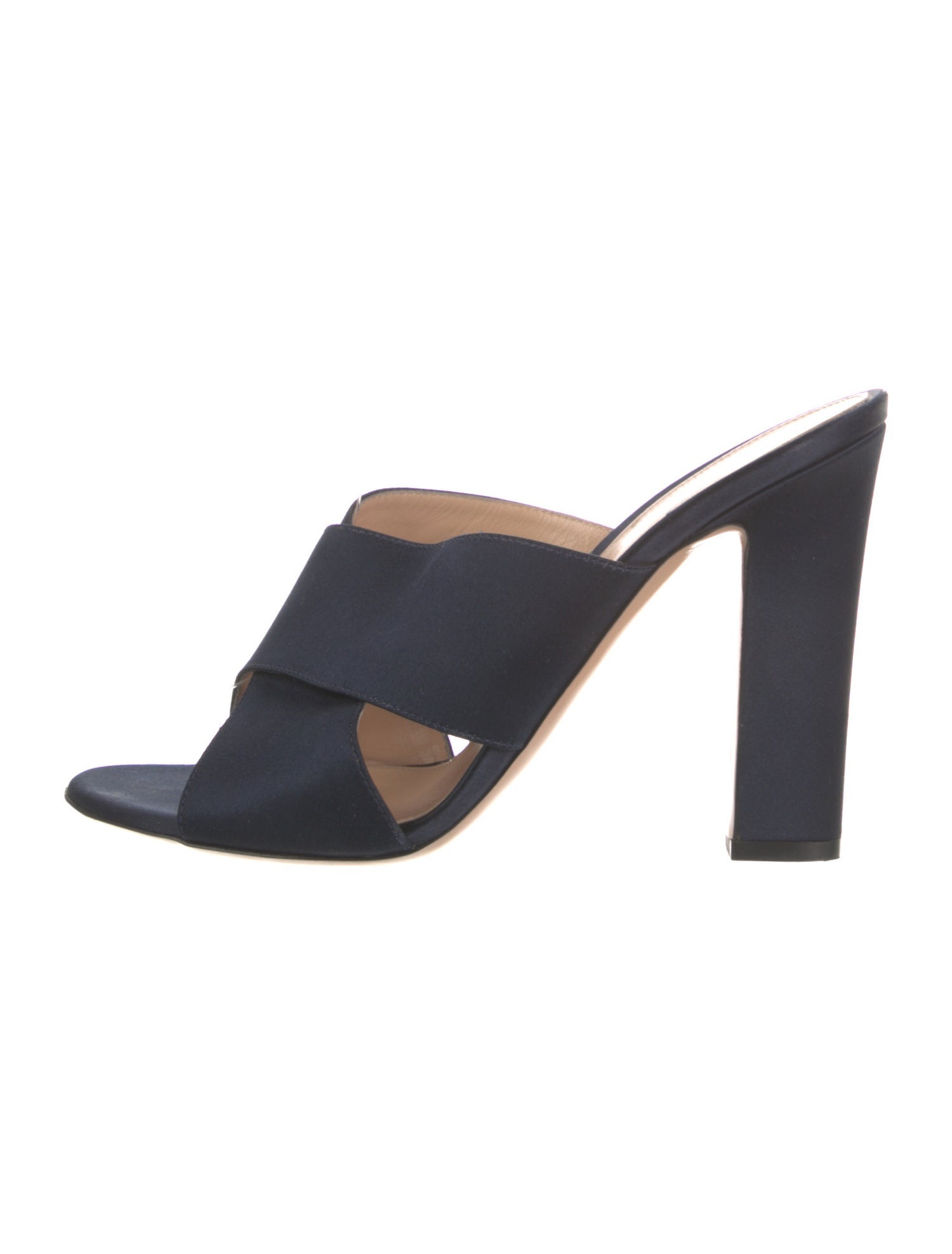 Gianvito Rossi Satin Cutout Accent Slides