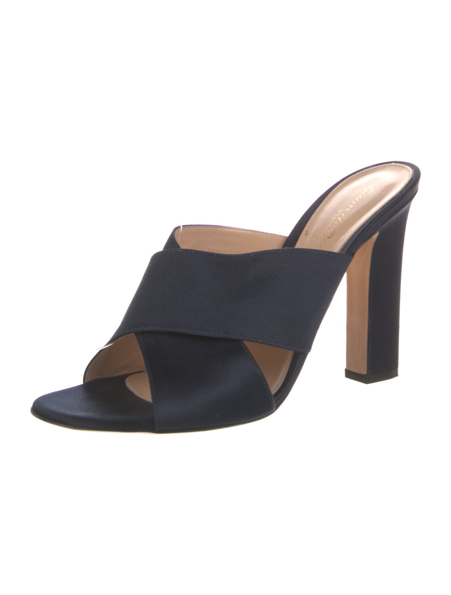 Gianvito Rossi Satin Cutout Accent Slides