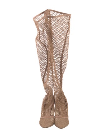 Gianvito Rossi Mesh Leather Trim Embellishment Boots