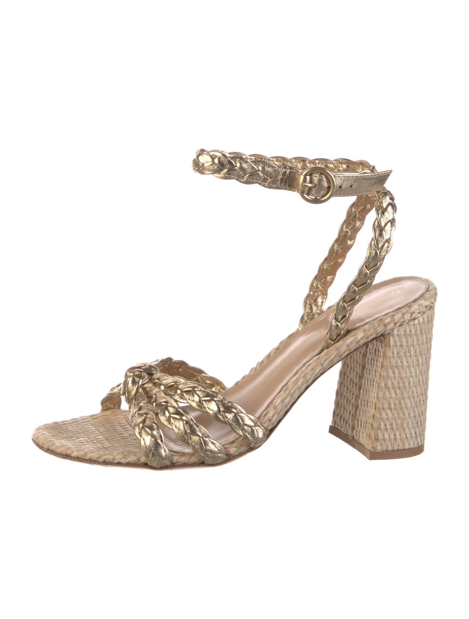 Gianvito Rossi Raffia Braided Accents Sandals