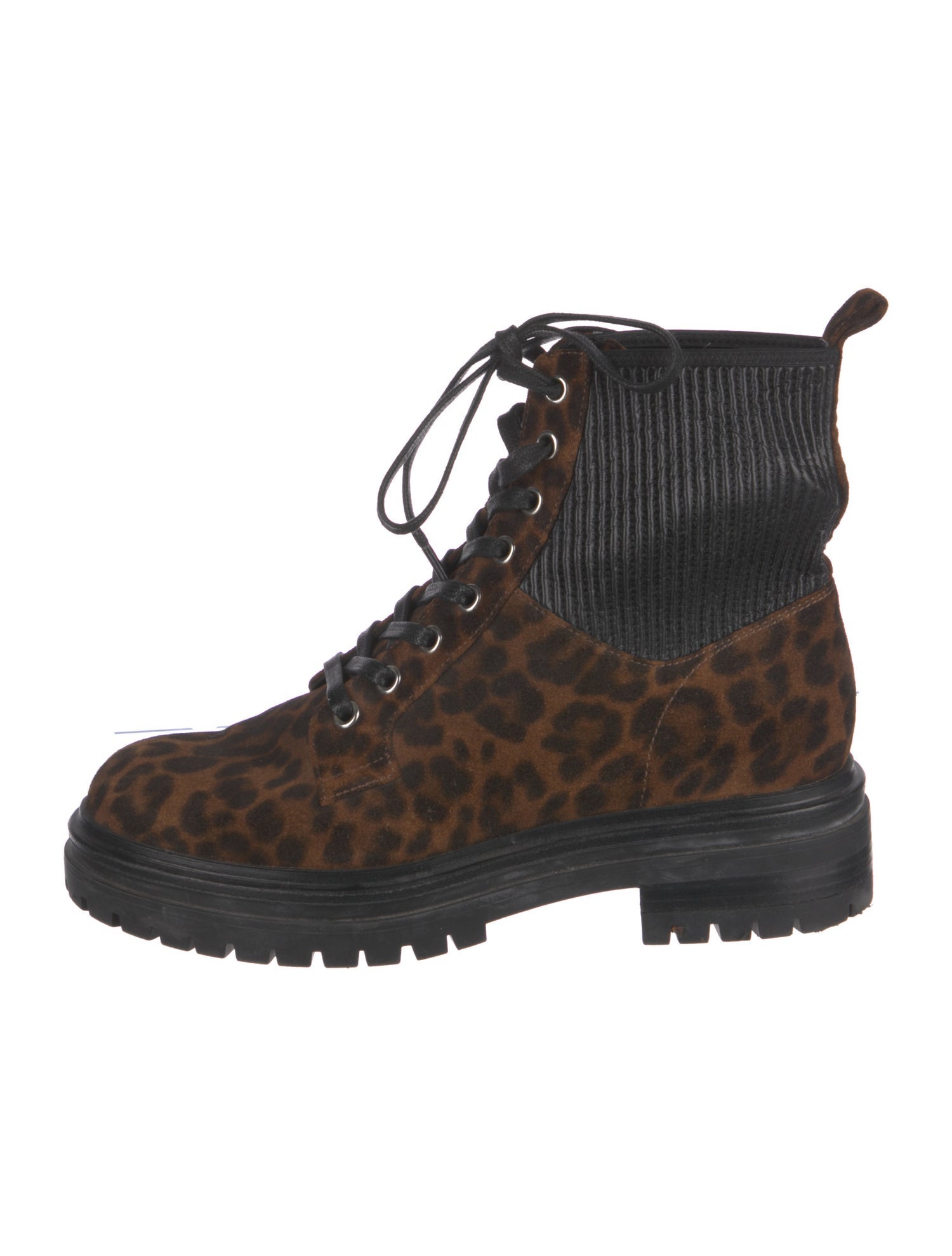 Gianvito Rossi Suede Animal Print Combat Boots