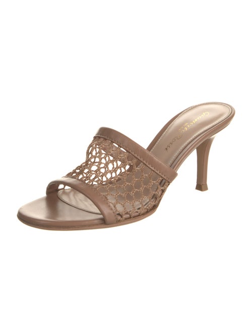 Gianvito Rossi Leather Mesh Accents Slides