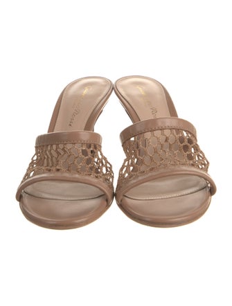 Gianvito Rossi Leather Mesh Accents Slides