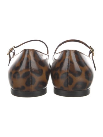 Gianvito Rossi Patent Leather Animal Print Mary Jane Flats