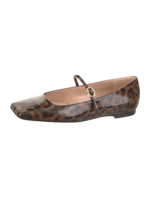 Gianvito Rossi Patent Leather Animal Print Mary Jane Flats