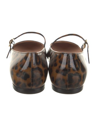 Gianvito Rossi Patent Leather Animal Print Mary Jane Flats