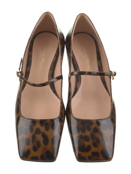 Gianvito Rossi Patent Leather Animal Print Mary Jane Flats