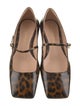 Gianvito Rossi Patent Leather Animal Print Mary Jane Flats