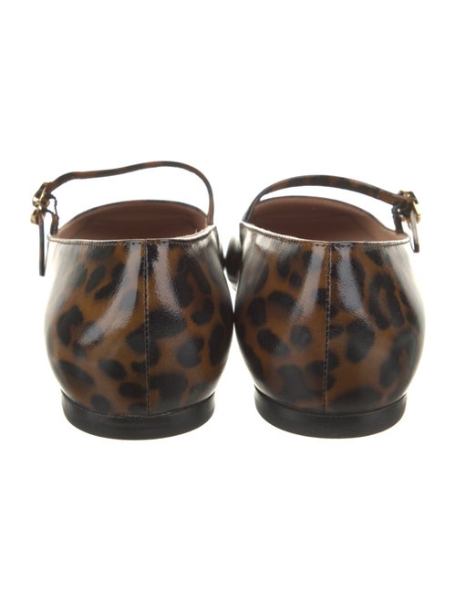 Gianvito Rossi Patent Leather Animal Print Mary Jane Flats