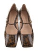 Gianvito Rossi Patent Leather Animal Print Mary Jane Flats