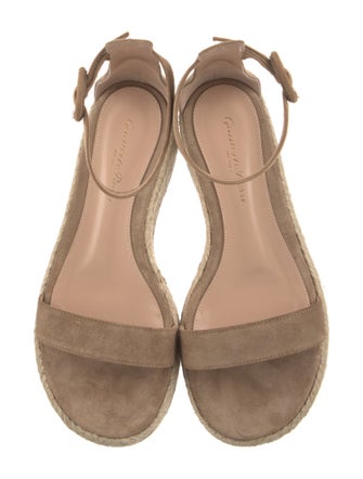 Gianvito Rossi Suede Leather Trim Embellishment Espadrilles