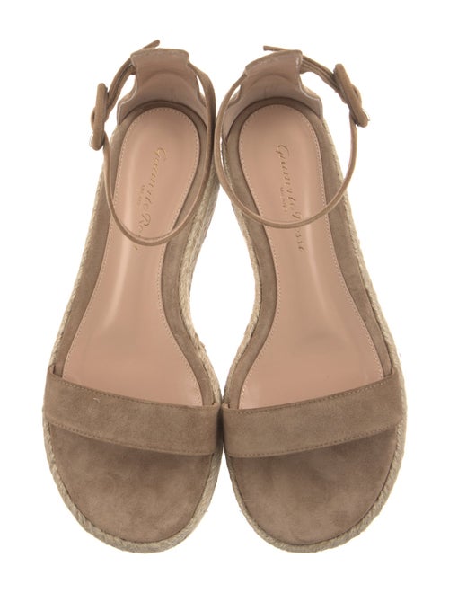 Gianvito Rossi Suede Leather Trim Embellishment Espadrilles