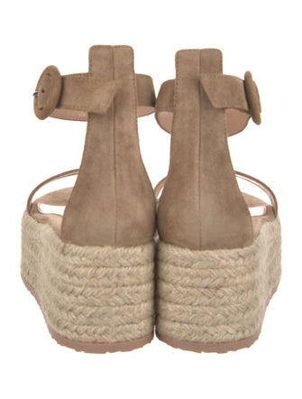 Gianvito Rossi Suede Leather Trim Embellishment Espadrilles