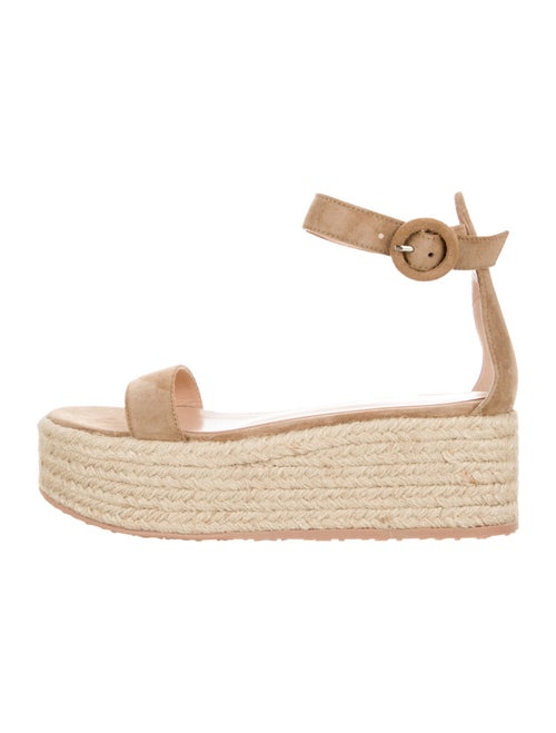 Gianvito Rossi Suede Leather Trim Embellishment Espadrilles