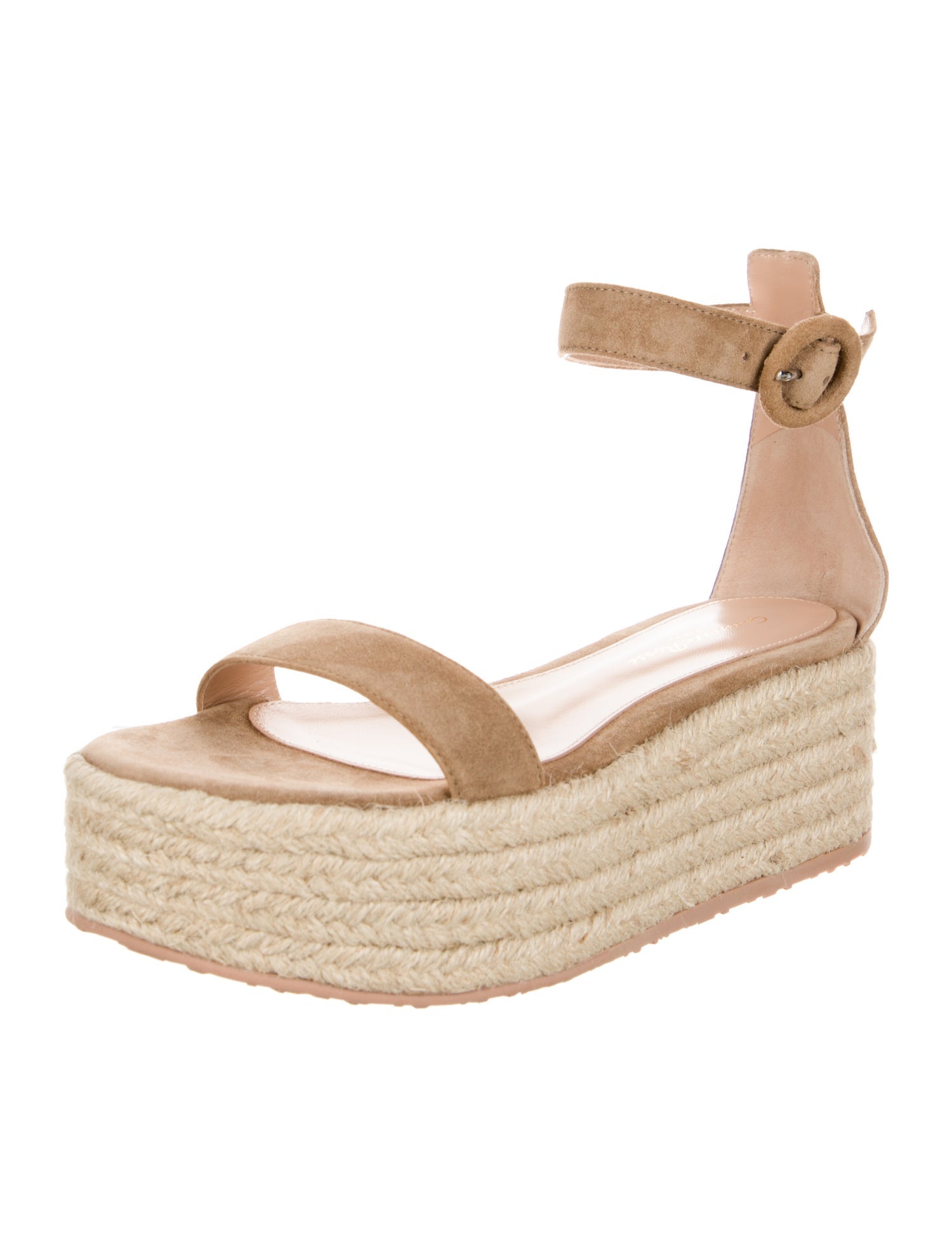 Gianvito Rossi Suede Leather Trim Embellishment Espadrilles