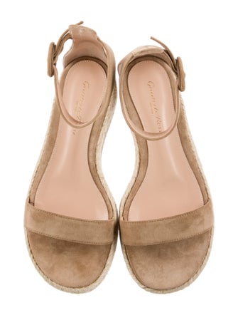 Gianvito Rossi Suede Leather Trim Embellishment Espadrilles