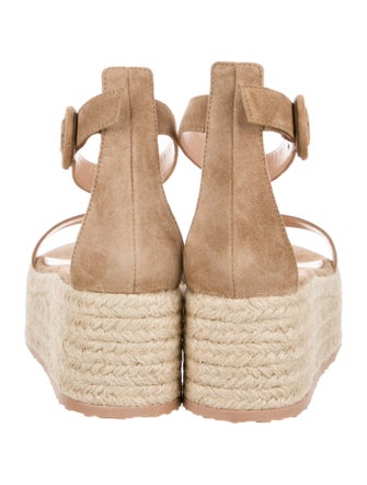 Gianvito Rossi Suede Leather Trim Embellishment Espadrilles