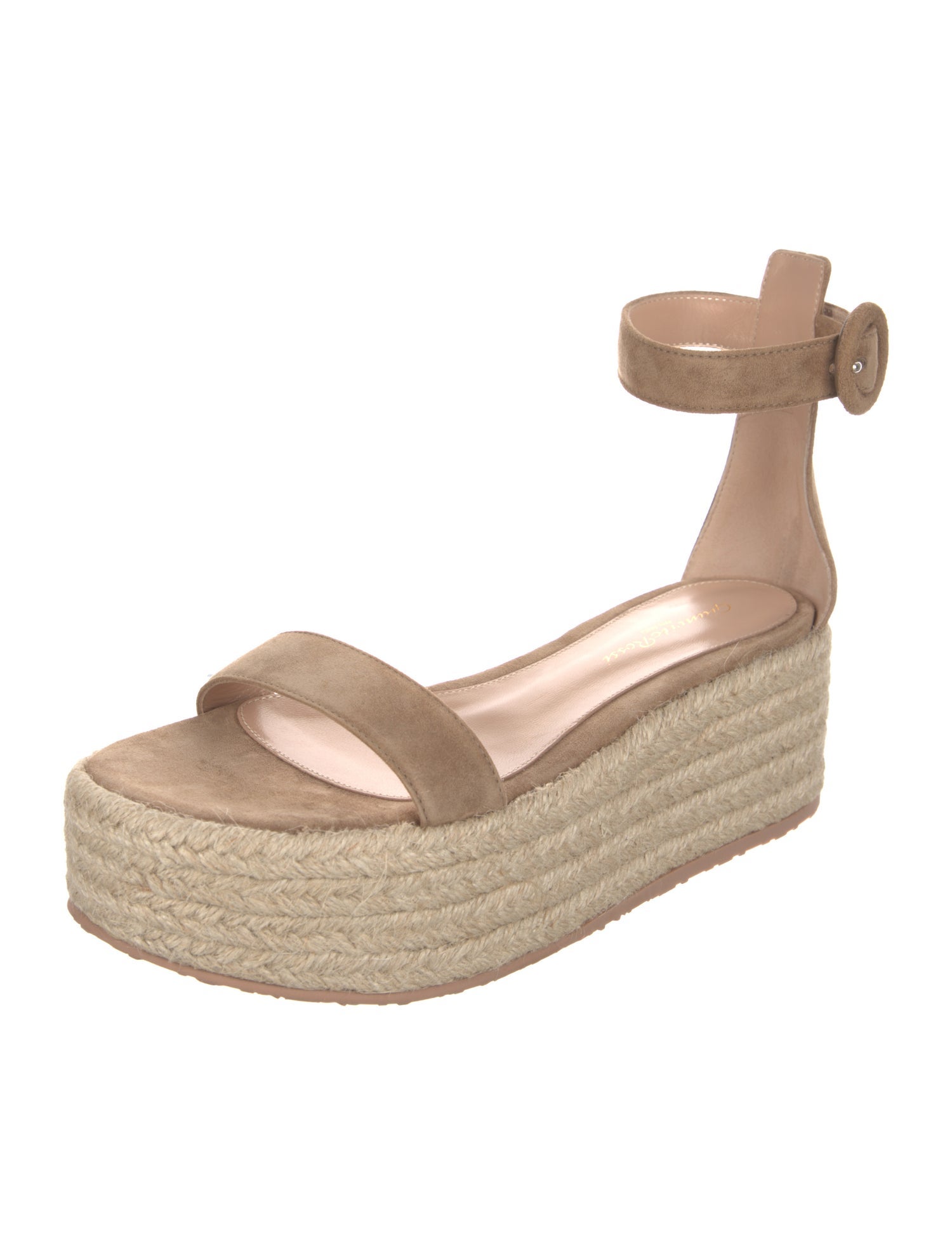 Gianvito Rossi Suede Leather Trim Embellishment Espadrilles