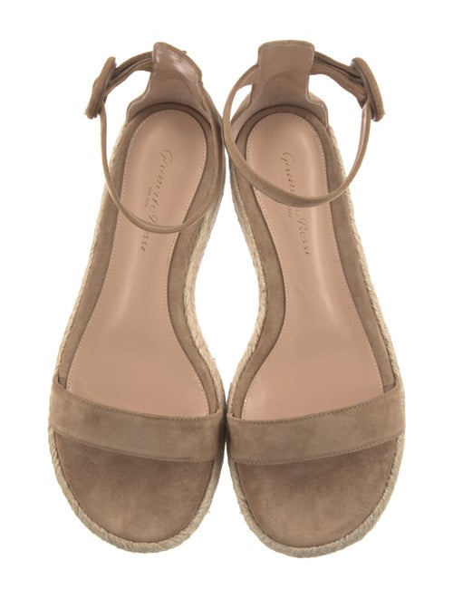 Gianvito Rossi Suede Leather Trim Embellishment Espadrilles