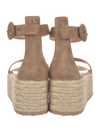 Gianvito Rossi Suede Leather Trim Embellishment Espadrilles
