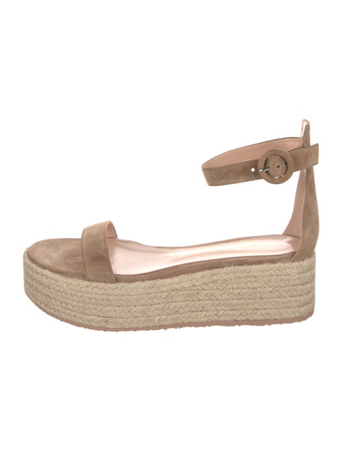 Gianvito Rossi Suede Leather Trim Embellishment Espadrilles