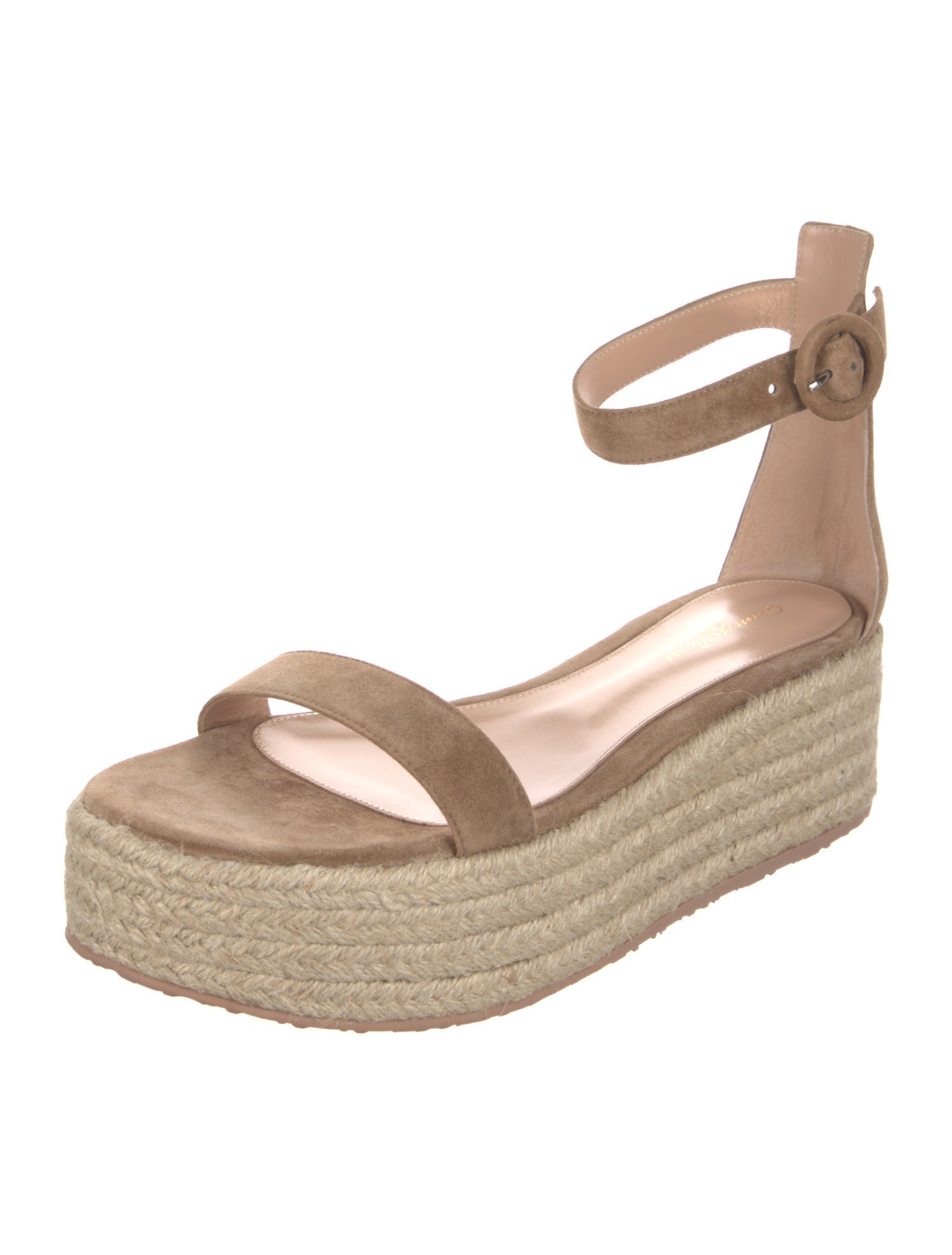 Gianvito Rossi Suede Leather Trim Embellishment Espadrilles