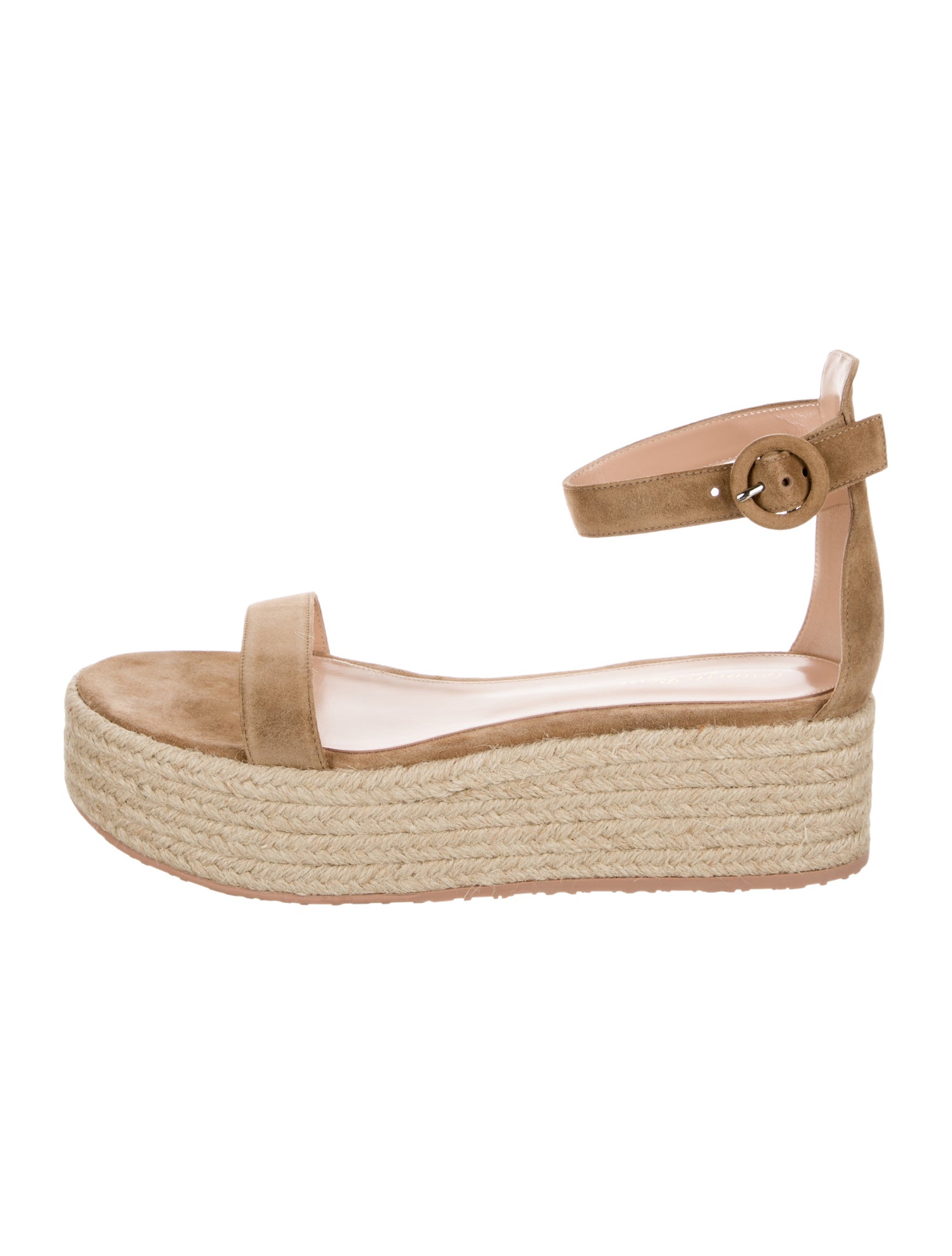 Gianvito Rossi Suede Leather Trim Embellishment Espadrilles