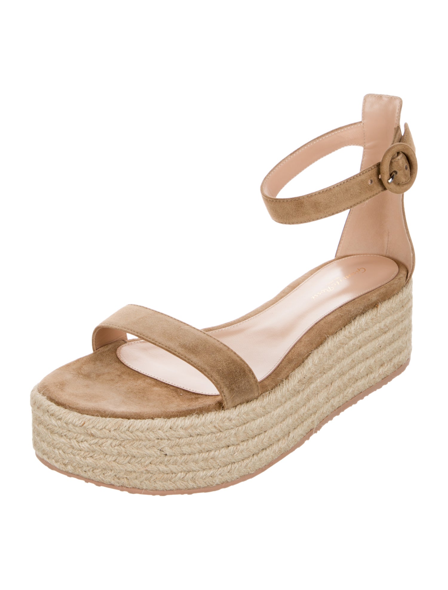 Gianvito Rossi Suede Leather Trim Embellishment Espadrilles