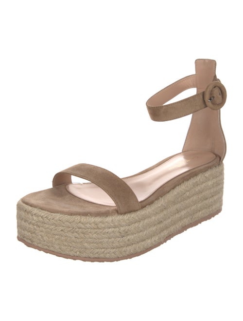 Gianvito Rossi Suede Leather Trim Embellishment Espadrilles