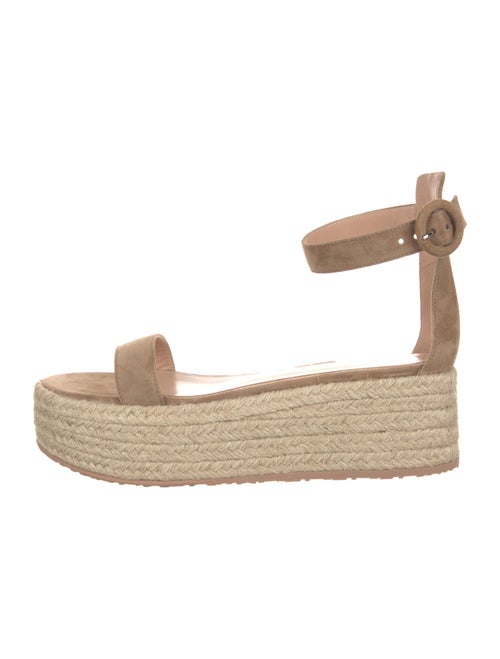 Gianvito Rossi Suede Leather Trim Embellishment Espadrilles