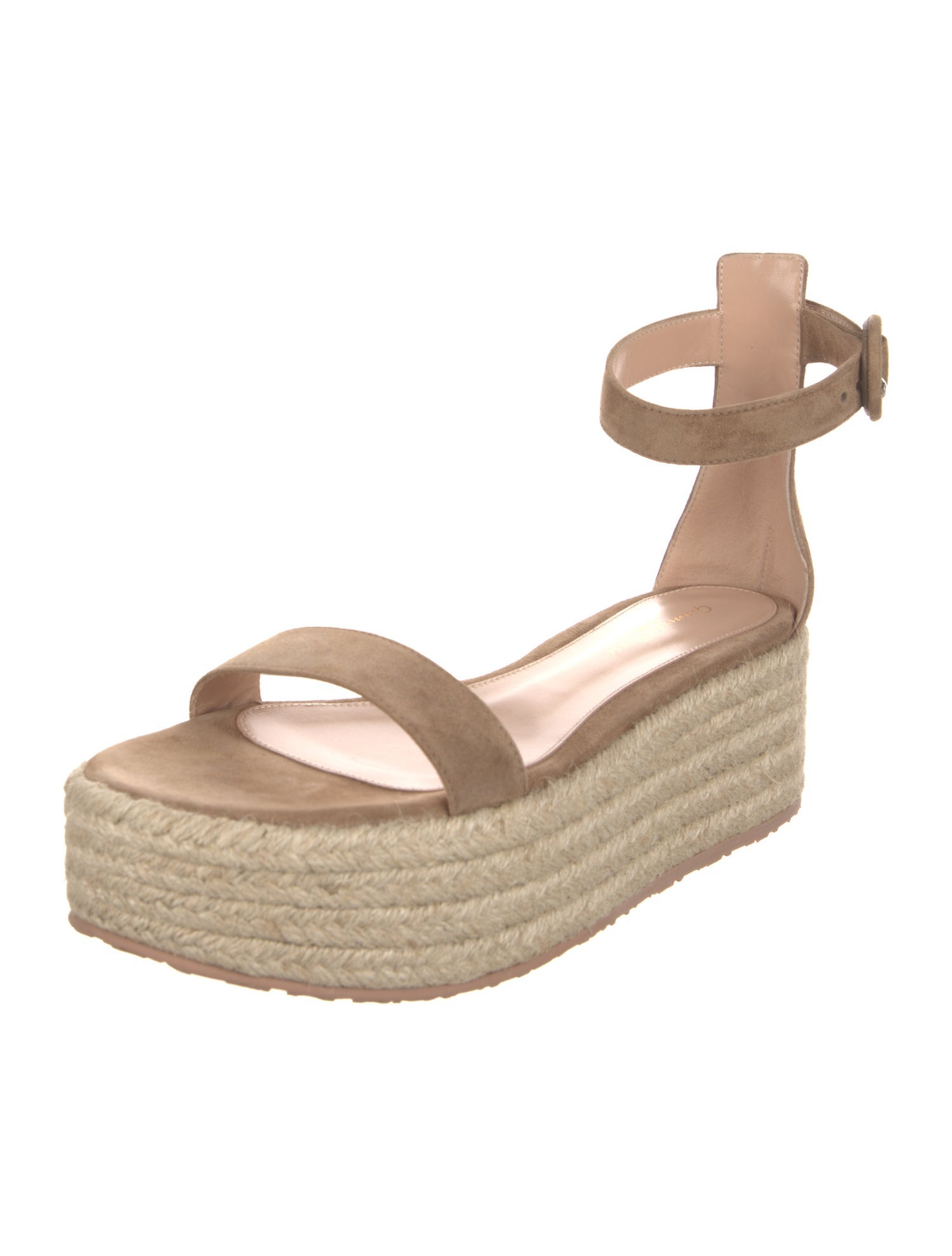 Gianvito Rossi Suede Leather Trim Embellishment Espadrilles