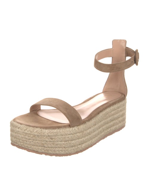 Gianvito Rossi Suede Leather Trim Embellishment Espadrilles