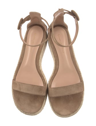 Gianvito Rossi Suede Leather Trim Embellishment Espadrilles