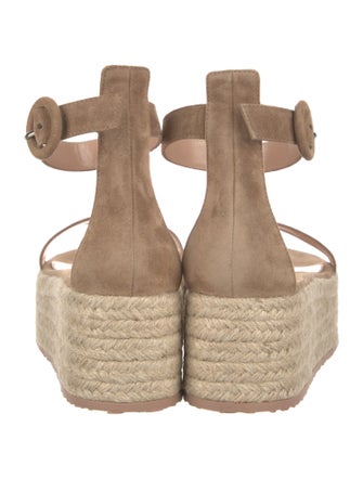 Gianvito Rossi Suede Leather Trim Embellishment Espadrilles